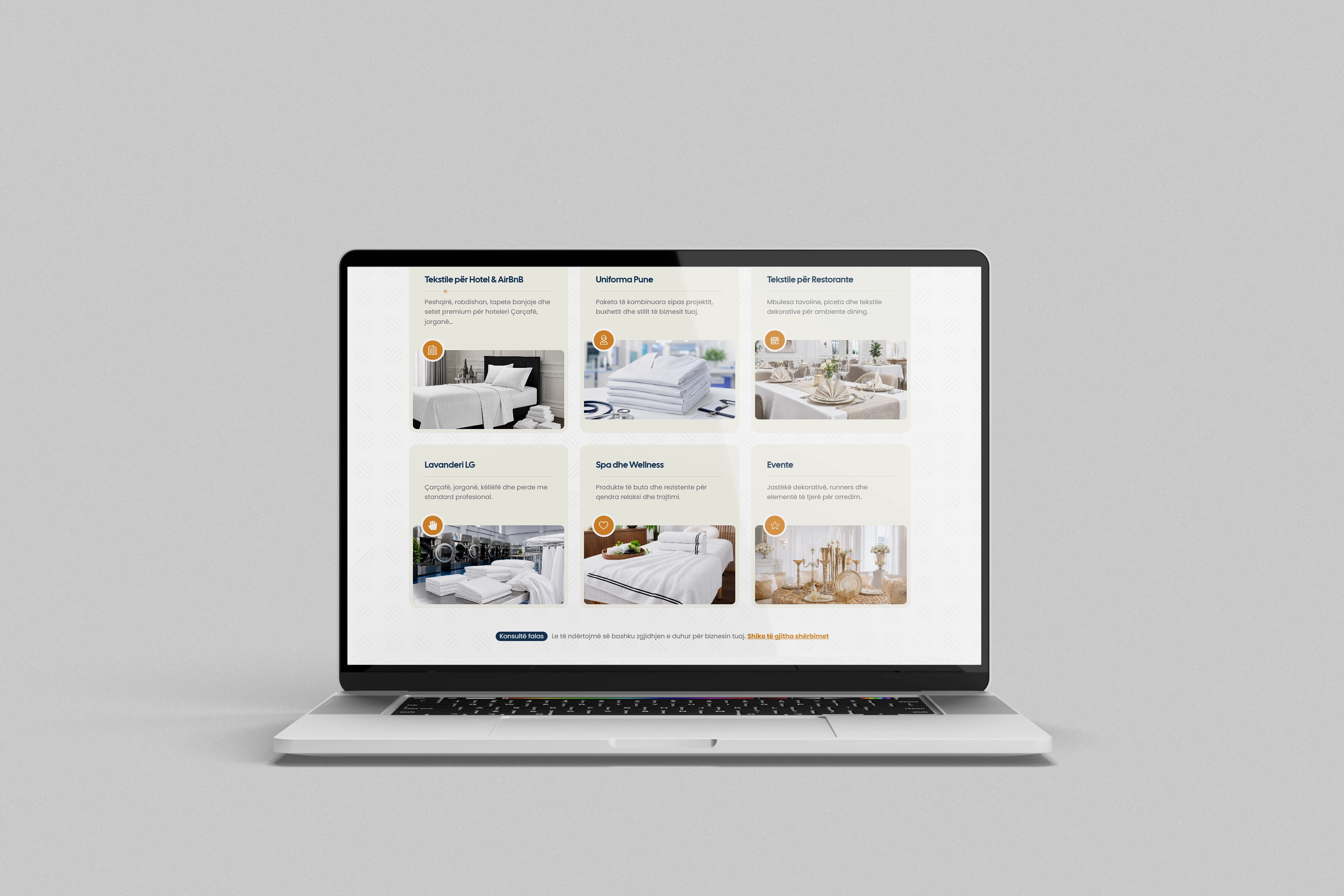 Shërbimet e Gjergji H Tekstil të prezantuara në website