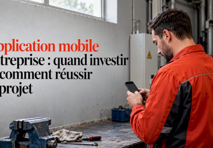 Technicien en train de saisir un compte rendu sur smartphone