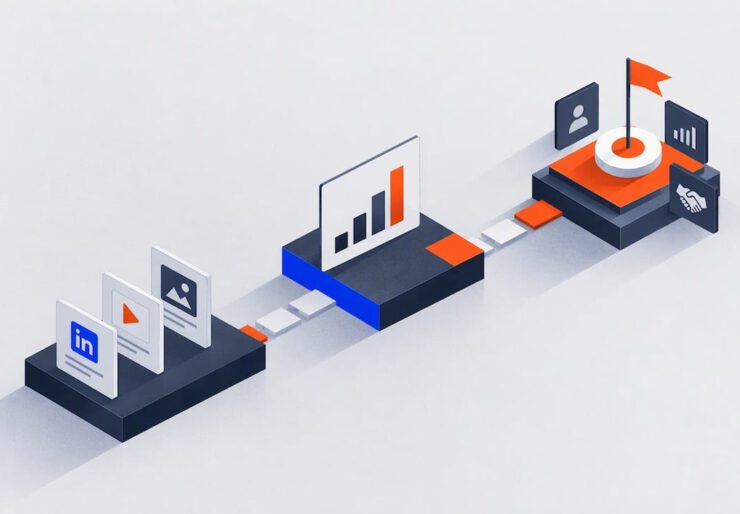 Geometric stages representing a B2B social roadmap