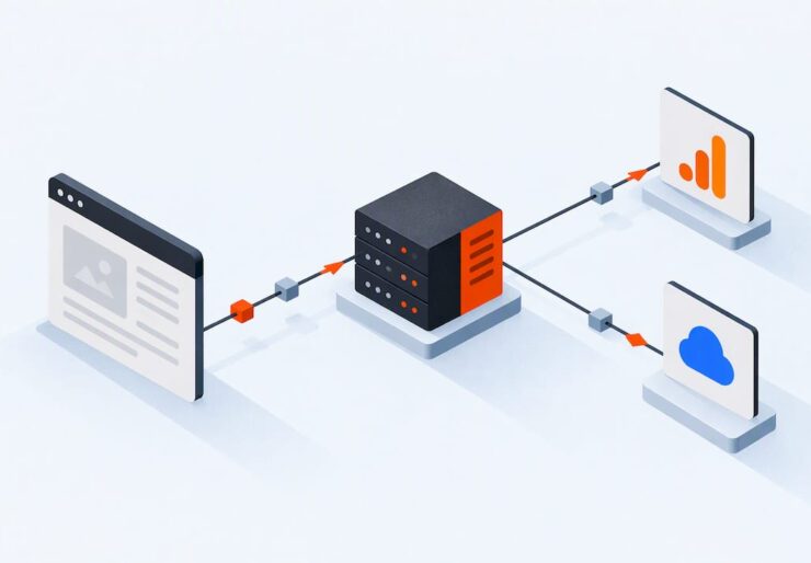 Abstract server-side tagging flow illustration