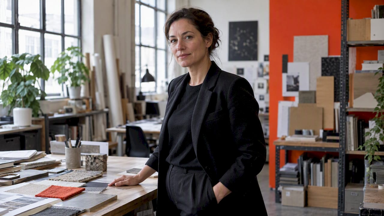 Portrait professionnel dans un atelier de design