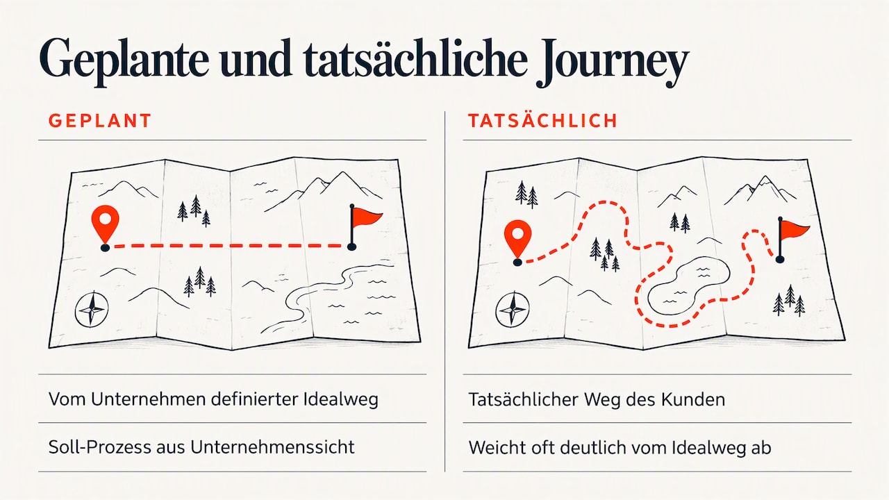 Vergleich von geplanter und tatsächlicher Customer Journey