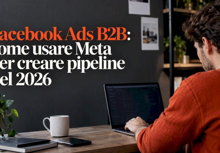 Un marketer sta configurando una campagna pubblicitaria sul laptop