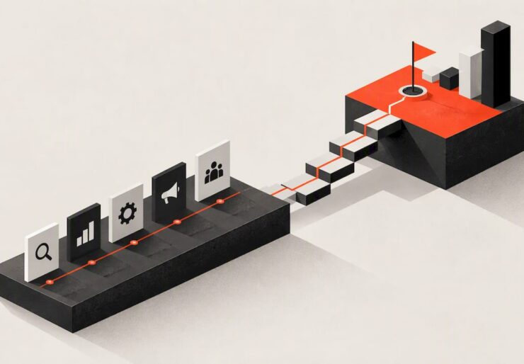 Geometric platforms connected by a rising path