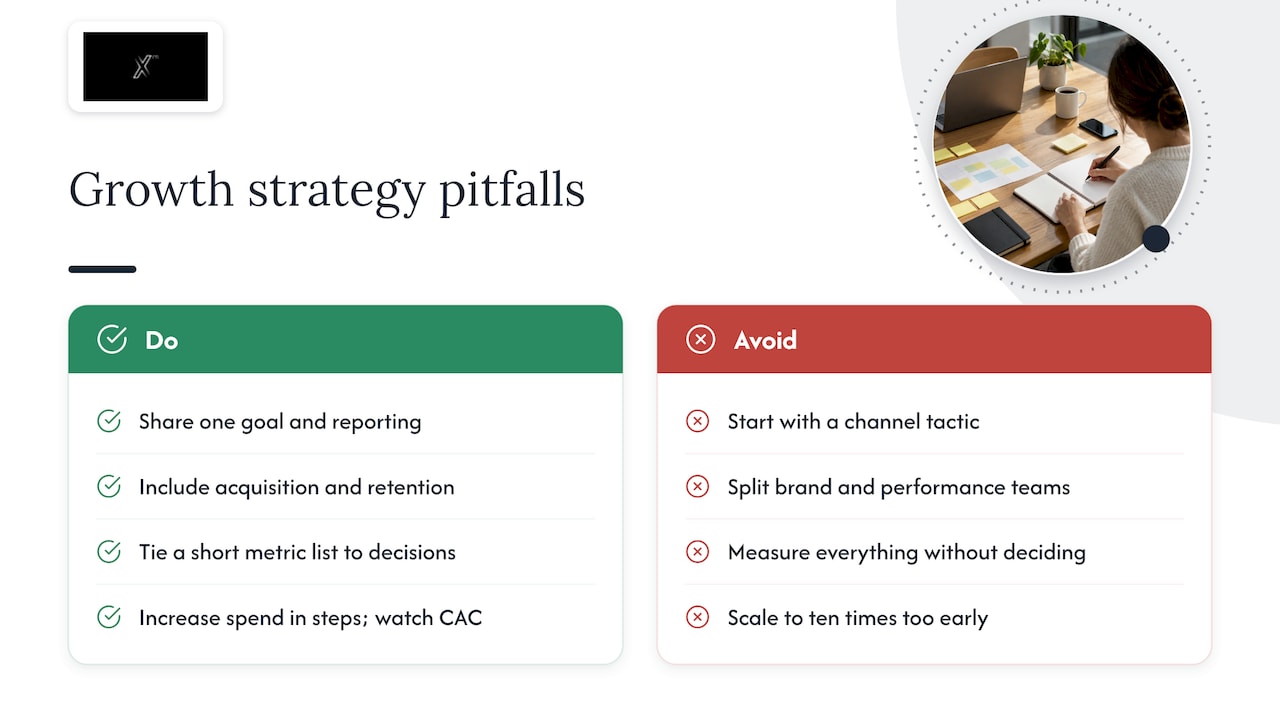 Mistakes that stall a digital growth strategy — overview diagram