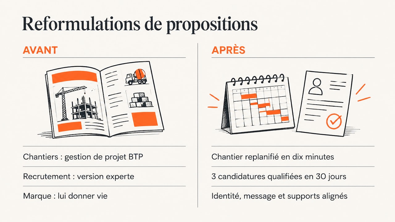Exemples de propositions de valeur B2B, avant et après — overview diagram