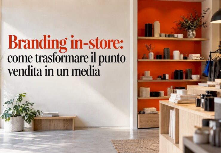 Negozio con espositori in linea con l'immagine del marchio