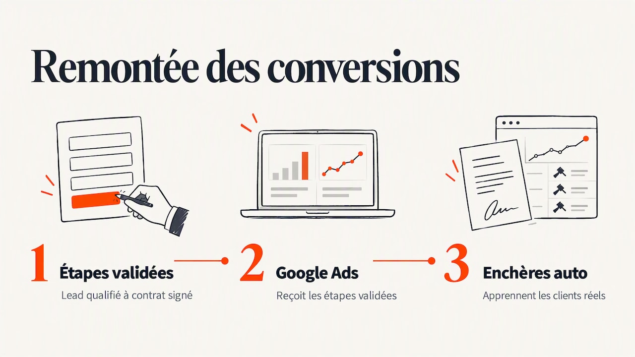 Parcours du clic Google Ads jusqu’au contrat signé