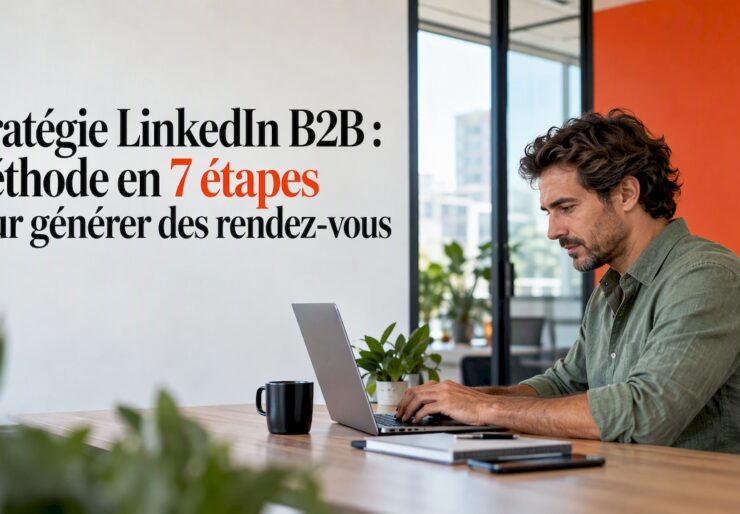 Chef de projet marketing en train de rédiger un post LinkedIn